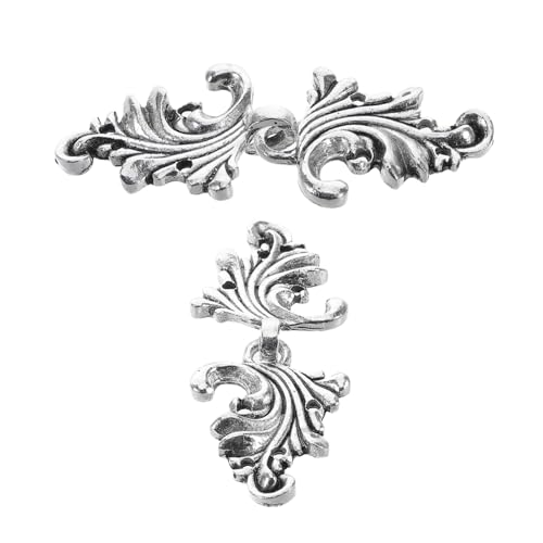 2 Pairs Cheongsam Druckknöpfe Mantel Verschlüsse Kleid Clip Silber Legierung von Homoyoyo