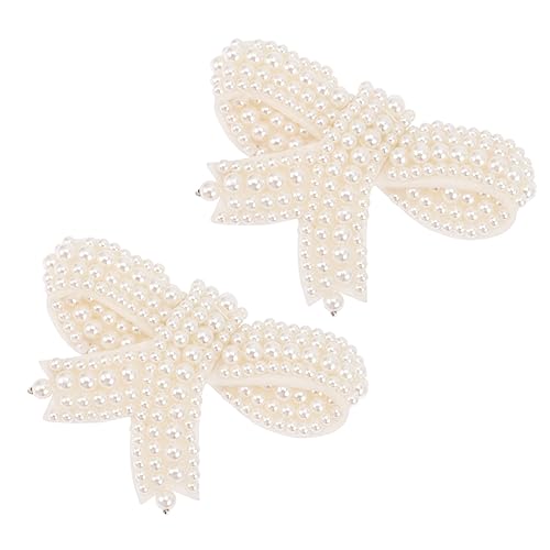 Homoyoyo 1 Bogenschuh Blume seidenband ribbon haarclip haarklemmen sauf DIY-Bastelmaterial Perlmutt-Knöpfe Schuhknöpfe selbst basteln Schleifenknöpfe selber machen Perle Weiß von Homoyoyo