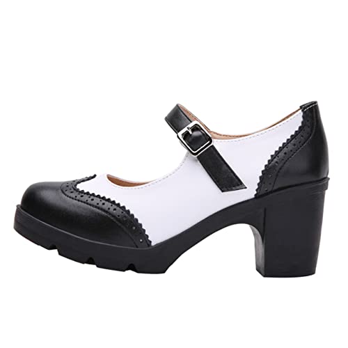 Homoyoyo 1 Paar Damen Platform Mid Heel Schuhe Chunky Heels im Britischen Runder Zehenbereich Weiß Sommer Outfits Freizeitgestaltung Homoyoyo 1 Paar Damen Platform Mid Heel Schuhe Chunky Heels im Britischen Runder Zehenbereich Weiß Sommer Outfits Freizeitgestaltung von Homoyoyo