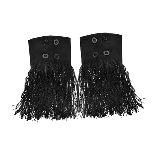 Homoyoyo 1 Paar Fake-ärmel Aus Spitze Clown-handgelenkrüsche Quastenfransen Abgetrennte Ärmel Fake-ärmel Für Damen Gefälschte Handärmel Ansteckbare Ärmel Kleidung Handgelenk Polyester Black von Homoyoyo