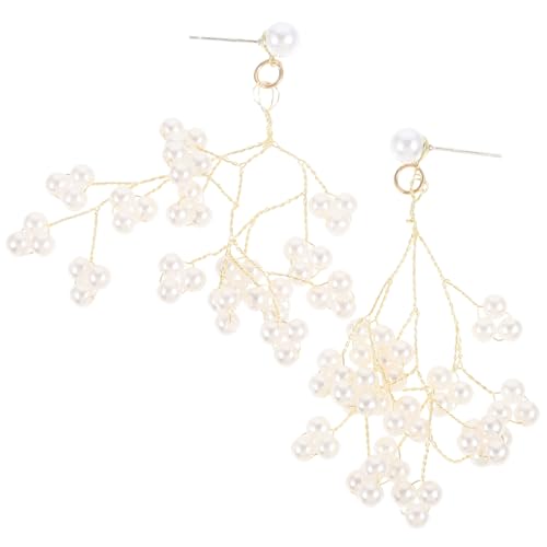 Homoyoyo Perlenohrringe Damen Lange Ohrringe Mit Blättern Handgefertigte Ohrstecker Schmuck Für Frauen Und Mädchen Zartes Ankleide- Für Partys Und Alltag von Homoyoyo