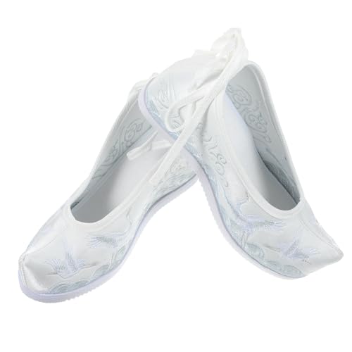 Homoyoyo 1 Paar High-end-Hanfu-Schuhe Schuhe Für Männer Dame Stickerei Bestickt Chinesische Stickschuhe Stoffschuhe Im Ethnischen Stil Handgefertigte Stoffschuhe Weiß Sohle: Gummi von Homoyoyo