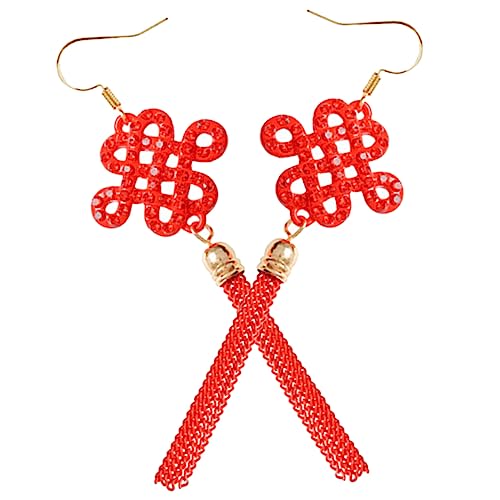 Homoyoyo 1 Paar Laternenohrringe Trendige Ohrringe Jubiläumsohrringe Modeschmuck Damen Ohrhänger Neujahrs Ohrhänger Hängeohrringe Festival Ohrringe Legierung Rot von Homoyoyo