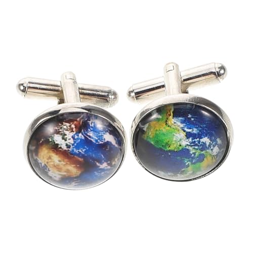 Homoyoyo 1 Paar Manschettenknöpfe Mit Weltkarte Weltkugel-schmuck Silberne Manschettenknöpfe Für Herren Khaki Metall von Homoyoyo