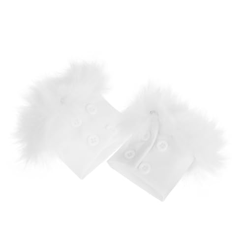 Homoyoyo 1 Paar Maomao Gefälschte Manschetten Flauschige Manschette Handgelenksmanschetten Aus Kunstpelz Polyester Weiß von Homoyoyo