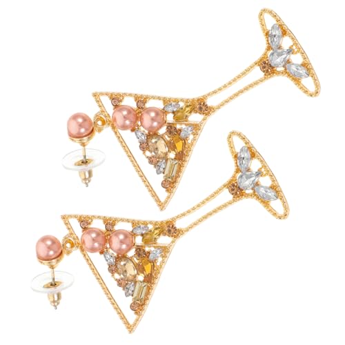 Homoyoyo 1 Paar Ohrringe Aus Weinglas Träne Zucht Perlenohrring Kronleuchter Ohrringe Silberne Creolen Perle Abs Bogen Goldene Creolen Twist Tropfenohrringe Transporter Zinklegierung Golden von Homoyoyo
