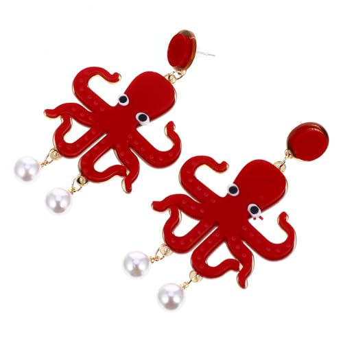Homoyoyo 1 Paar Perlenohrringe Süße Tierohrringe Damen Oktopus Trendige Ohrringe Perlenohrringe In Tierform Perlenohrringe Tier Dangler Modische Ohrringe Schmuck Lustiger Ohrring von Homoyoyo