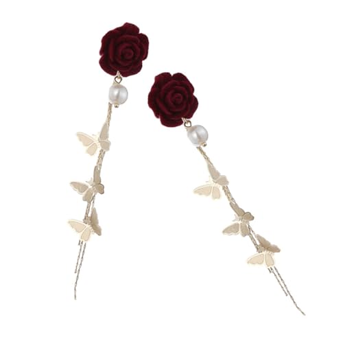 Homoyoyo 1 Paar Retro Blumenohrringe Schmetterlingsquaste Ohrhänger Ohranhänger Schmetterlingsquaste Ohrring Modeohrringe Ohrring Partygeschenk Ohrhänger Legierung von Homoyoyo