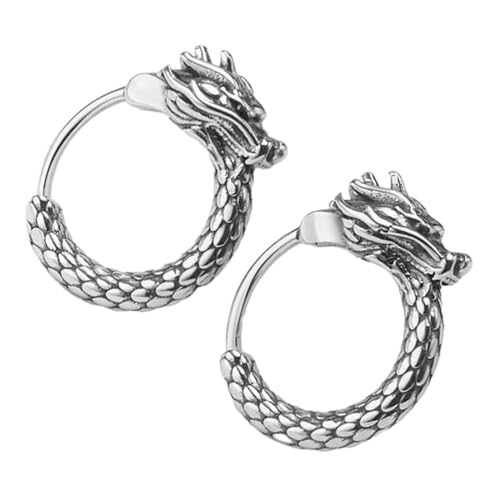 Homoyoyo 1 Paar Retro Chinesische Drachen Ohrringe für Männer Trendige Hoop Ohrringe im Ethno Hip Hop Ohrschmuck Einzigartige Auffällige Homoyoyo 1 Paar Retro Chinesische Drachen Ohrringe für Männer Trendige Hoop Ohrringe im Ethno Hip Hop Ohrschmuck Einzigartige Auffällige von Homoyoyo
