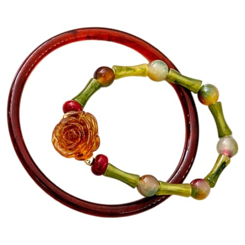 Homoyoyo 1 Paar Retro Chinesisches Armband Bambusperlen für Damen Vintage Handkette mit Design Stilvolle Accessoires für Traditionelle Kleider Besondere Anlässe von Homoyoyo