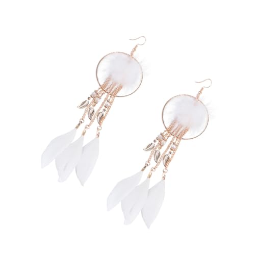 Homoyoyo 1 Paar Retro Quastenohrringe Statement-Ohrringe Bommel Ohrringe lang Ohren Retro-Ohrtropfen Frauen Ohrtropfen Quasten Ohrtropfen Weiß von Homoyoyo