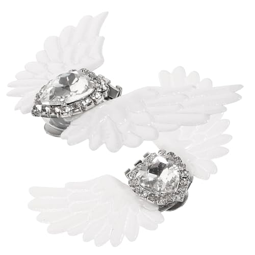 Homoyoyo 1 Paar Schuhclips mit Herz Rhinestones Engelsflügeln Dekorative Schuhschnallen für Damen Abnehmbar Langlebig Vielseitig Einsetzbar für Besondere Anlässe Tägliche Styles von Homoyoyo