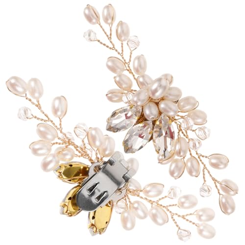 Homoyoyo 1 Paar Schuhschnalle mit Perlen-Strasssteinen Party Morgenmantel Kostüm Bachelorette-Braut schuhbroschen shoe charms Hochzeit Braut Schuhclip dekorative Schuhclips Imitationsperlen von Homoyoyo