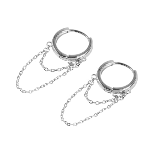 Homoyoyo Doppelkette Ohrringe Aus Silber Kettenohrhänger Modeohrringe Ohrschmuck Für Partys Und Feiertage Schlichtes Ohrgehänge Aus Hochwertigem Material von Homoyoyo