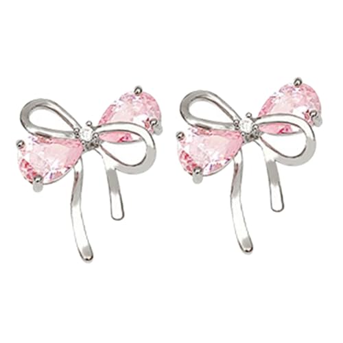 Homoyoyo 1 Paar Zirkon Ohr stecker Bögen Knoten geformt Bowknot-Ohrring kleine Schleifenohrringe Bowknot -Ohrringe Partyohrringe für Frauen Mini-Ohrringe mit Schleife Metall Rosa von Homoyoyo