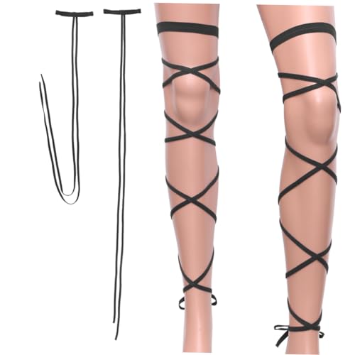 Homoyoyo Strumpfband Für Damen Mit Gekreuzten Riemen Beinwickel rutschfest Für Tanz Und Clubkleidung Elastisch Schwarz von Homoyoyo