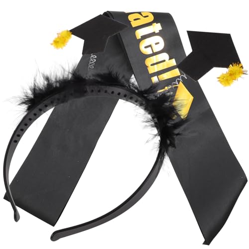 Homoyoyo 1 Satz Abschluss Hut Set mit Schärpe und Haarband Dr Mütze für Abschlussfeiern Dekoration Foto Accessoire Teilig Gelb für Feiern und Partys von Homoyoyo