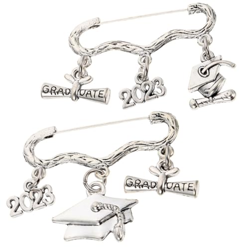 Homoyoyo 1 Satz Bachelor-cap-brosche Abschlussnadel Brosche 2023 Absolventen Anstecknadel Schmuck Grad Brosche Abschlussbrosche Mit Sicherheitsnadel Legierung Silver 2 Stück von Homoyoyo