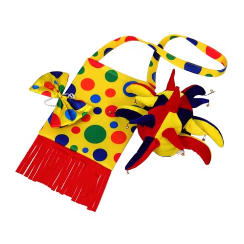 Homoyoyo 1satz Clown Kostüm Zubehör Mit Hut Fliege Und Tasche Für Karneval Und Halloween Cosplay Lustige Clown Requisiten Für Unvergessliche Partys Und Auftritte von Homoyoyo