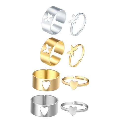Homoyoyo 1 Satz Finger Ringe Set Für Kreative Zierliche Ringe Im Zufallsdesign Für Valentinstag Oder Stilvolle Accessoires 4 Paare von Homoyoyo
