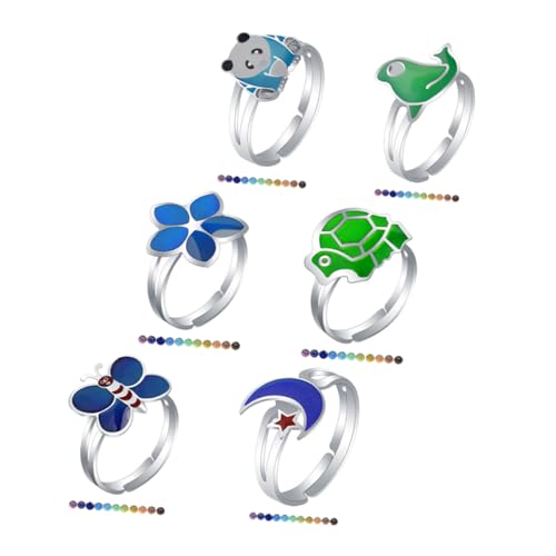 Homoyoyo 1 Satz Fingerring Thermochromisch Verstellbar Farbwechsel Ringe Für Einzigartige Schmuckdekoration Für Festivals Besondere Anlässe 6 Stück von Homoyoyo