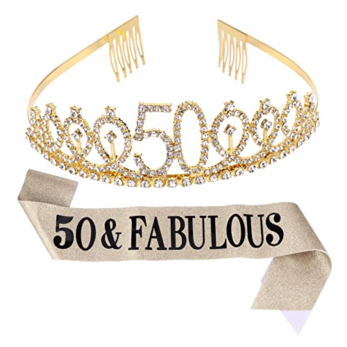 Homoyoyo 1 Satz Geburtstagskrone und Schärpe Goldene Krone mit Belt für Geburtstagsfeier Langlebig für Unvergessliche Partys von Homoyoyo
