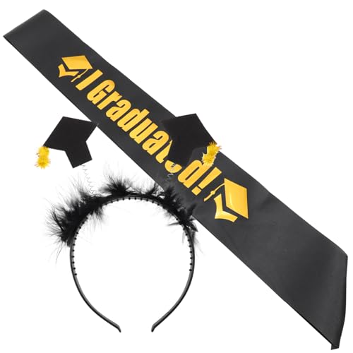 Homoyoyo 1 Satz Graduationshut Set mit Sash und Haarband Teiliges Set für Abschlussfeiern Leicht und Langlebig für Unvergessliche Fotos und Festliche Anlässe von Homoyoyo