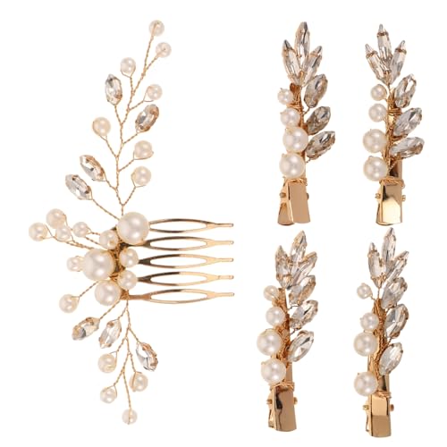 Homoyoyo Strass-haarschmuck Haarkamm Clips Blumen-haarnadeln Für Brautjungfern Hochzeit Brautspange Schleierkraut-haarschmuck von Homoyoyo