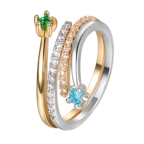 Homoyoyo 2stücke Offener Ring Für Liebende Ring Mit Zirkonia-einlage Zarter Fingerring Aus Kupfer Für Hochzeit Und Alltag von Homoyoyo