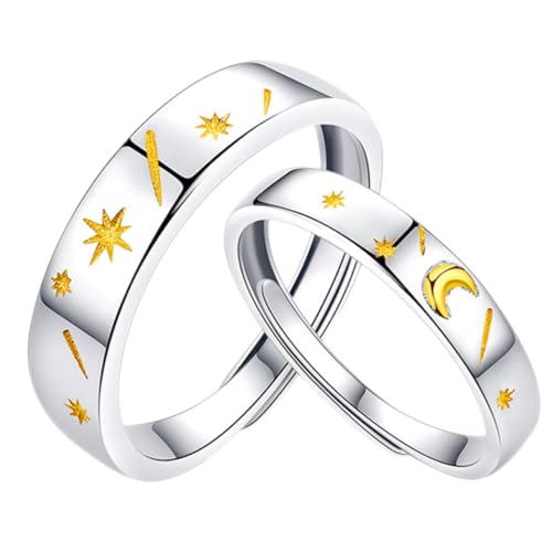 Homoyoyo 1 Satz Pärchen Verlobungsringe Verstellbare Finger Ringe Mit Stern Design Kreative Einfache Schmuckstücke Für Besondere Anlässe 2 Stück von Homoyoyo