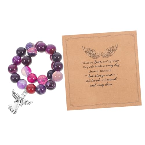 Homoyoyo 1 Satz Perlen armband Pflege Schmuck Männer Ehemann Ornamente Tod Steinarmband Steinperlen Sympathiearmband Kondolenzgeschenk trauer Sympathie Gedenkarmband Papier Violett von Homoyoyo