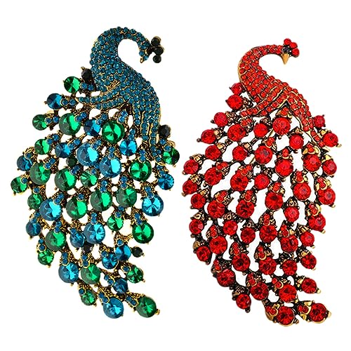 Homoyoyo 1 Satz Pfauenbroschen Für Damen Broschen Für Kleidung Schals Accessoires Glänzende Tierbroschen Für Formelle Anlässe Besondere Anlässe 2 Stück von Homoyoyo