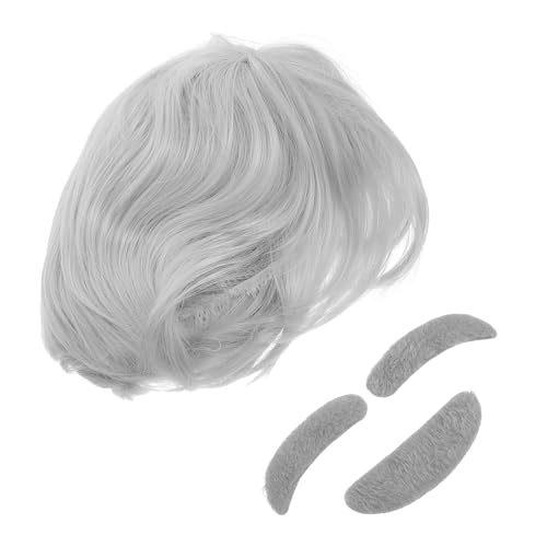 Homoyoyo Alter Mann Perücke Mit Augenbrauen Und Schnurrbart Opa Kostüm Zubehör Für Cosplay Mottopartys Halloween Bühnenauftritte Wissenschaftler-look Robust Und Langlebig von Homoyoyo