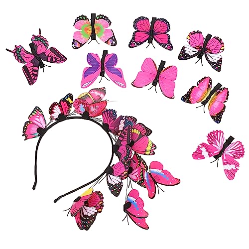Homoyoyo 1 Satz Schmetterling Haaraccessoires Set Haarreif Haarclips für Damen Leichte Kreative Kopfbedeckung für Hochzeiten Partys und Besondere Anlässe Rosa Design mit Simulation von von Homoyoyo