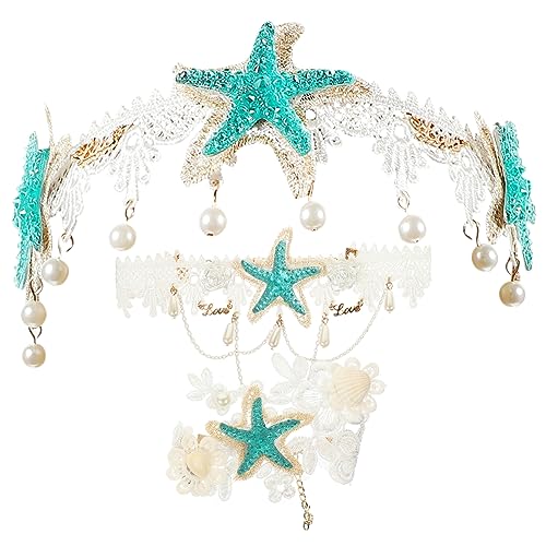Homoyoyo 1 Satz Seestern Haarschmuck für Damen Haarband Halskette und Handgelenk für Partys und Besondere Anlässe Teiliges Set für Einen Auffälligen Look von Homoyoyo