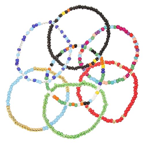 Homoyoyo 1 Satz Teiliges Perlen Fußkettchen Für Damen Vielseitig Einsetzbar Strand Sommermode Farbenfrohe Designs 7 Stück von Homoyoyo