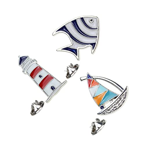 Homoyoyo 1 Satz Tropische Fischbrosche Schmuck Ornament Leuchtturm Tierbrosche Für Frauen Stift Ritauls Haarband Taillengürtel Feierstahl Jewellery Segelboot Brosche Broschennadel 3 Stück von Homoyoyo