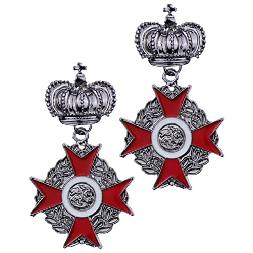 Homoyoyo 2stücke Kronenbrosche Vintage Mit Kette Anstecknadel Aus Legierung Für Damen Herren Brosche Kragennadel Für Kleidung Taschen Anzüge Hüte von Homoyoyo