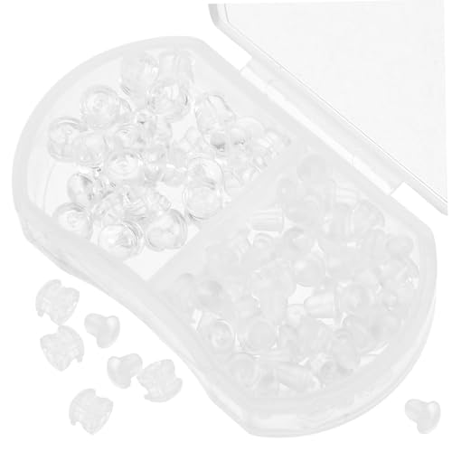 Homoyoyo 1 Schachtel Transparente Ohrstecker Verschlüsse aus Flexiblem Silikon Mittlere Teiliges mit Standard und Hamburger Ear Backs Leicht Bequem für Frauen und DIY Schmuckherstellung von Homoyoyo