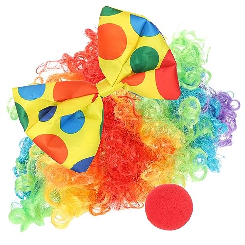 Homoyoyo 1 Set Clown Krawattenschleife Stirnband Zirkuskostüm Perücke Clown Kostüm Krawatten Clown Zubehör Clown Requisiten Lustige Lockige Perücken Festival Clown Set Clown von Homoyoyo