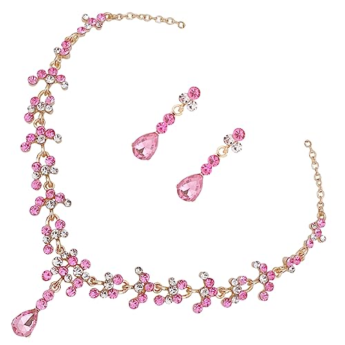 Homoyoyo 1 Set Kristall Tropfen Halskette Mit Ohrringen Brautjungfern Schmuck Abschlussball Schmuck Brautschmuck Formeller Schmuck Hochzeitsaccessoires Für Bräute Schmuck Ohrringe von Homoyoyo