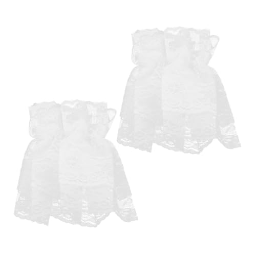 Homoyoyo 1 Spitzenärmel Merch Kostüm Wärmer Arm elegant the grat wischtelgeschenk ornaments hand schuhe Fingerlose Spitzenhandschuhe Handgelenkmanschetten für Frauen Weiß von Homoyoyo
