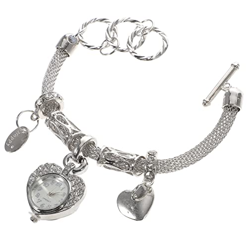 Homoyoyo 1 Stück Armbanduhr Armband mit Herzanhänger Uhr mit Herzanhänger Uhren graceling Gracy hochzeitsgeschenk schmuck Damenarmband mit Uhr Armbandkette Legierung Silver von Homoyoyo