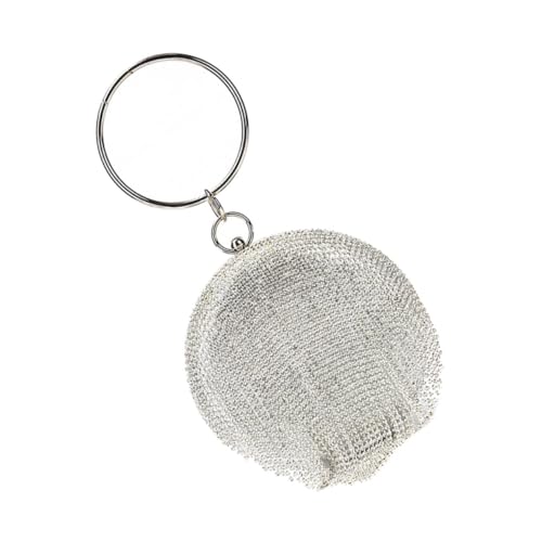 Homoyoyo 1 Stück Banketttasche Groß Form Handhaben Abendhandtaschen Runden Ball Mehrfarbig Geldbörsen Geldbeutel Party Fanny Verschönert Funkeln Abend Handtasche Silber Nachahmung Bohrer von Homoyoyo