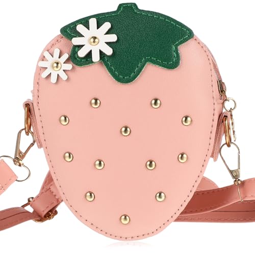 Homoyoyo Erdbeerförmige Umhängetasche Für Mädchen Kleine Schultertasche Mit Münztasche Einfache Geldbörse Für Junge Mädchen von Homoyoyo