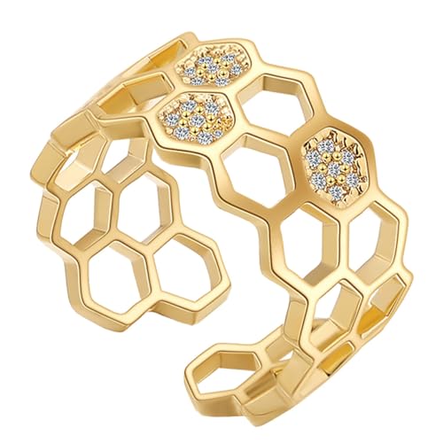 Homoyoyo – Verlobungsring Für Damen Modischer Fingerring Geometrische Form Vergoldeter Schmuck Perfektes von Homoyoyo