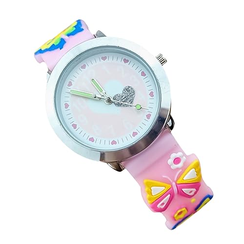 Homoyoyo 1 Stück Kinderuhr mit Glitzersteinchen für wasserdichte Armbanduhr mit Süßem Schmetterlingsdesign Nachtleuchtfunktion für von Homoyoyo