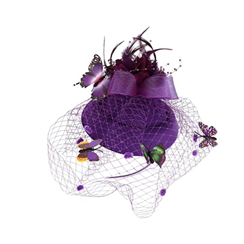 Homoyoyo 1 Stück Maschenfischstirnband vermissen Bräute Schwarz Spitze Damen Mutter haarschmuck Styles Stirnband frauen stirnband Mini-Hut verziertes Stirnband Stoff Violett von Homoyoyo