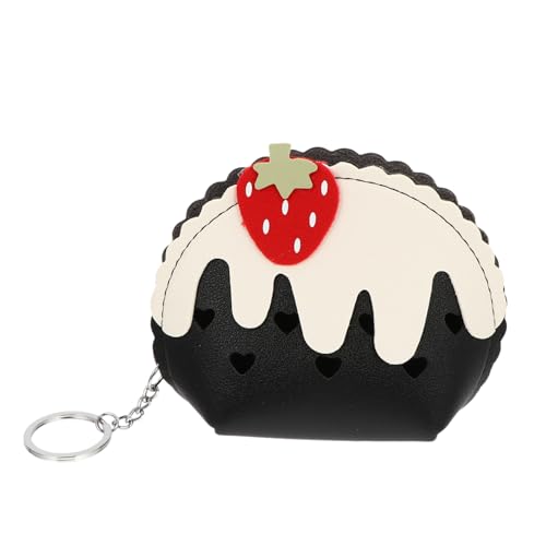 Homoyoyo 1 Stück Mini-Geldbörse für Münze Mini-Brieftasche Erdbeere süße Geldbörse Erdbeer-Münztasche Mädchen wechseln die Handtasche Erdbeer-Schlüsselanhänger Erdbeerbaum Pu Schwarz von Homoyoyo