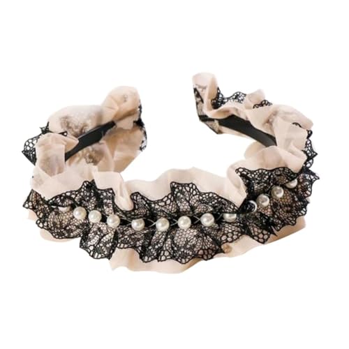 Homoyoyo 1 Stück Retro Perlen Haarband mit Spitze für Damen Eleganter Haarschmuck für Partys und Freizeit Leicht und Bequem Auffälliges Design für von Homoyoyo